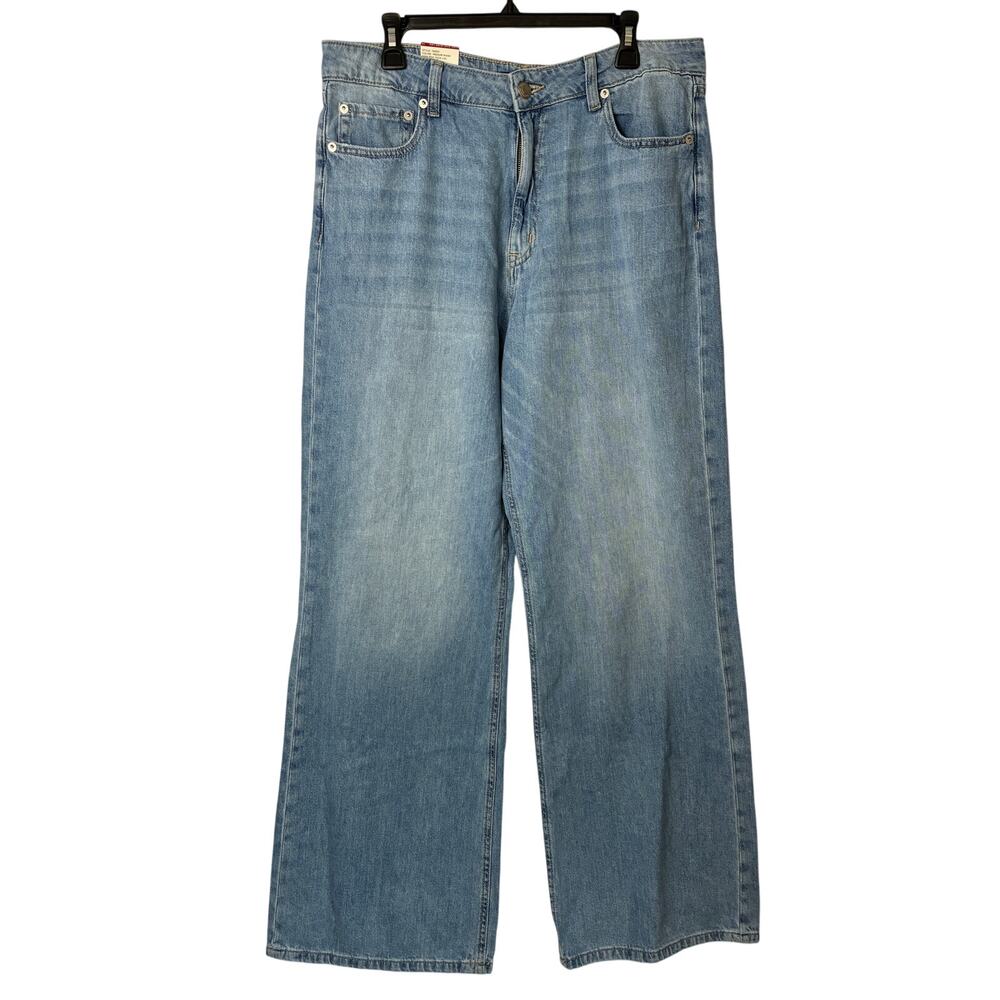 NWT Aeropostale Aero High Rise Wide Leg Jeans Womens 14 Blue Baggy Distressed